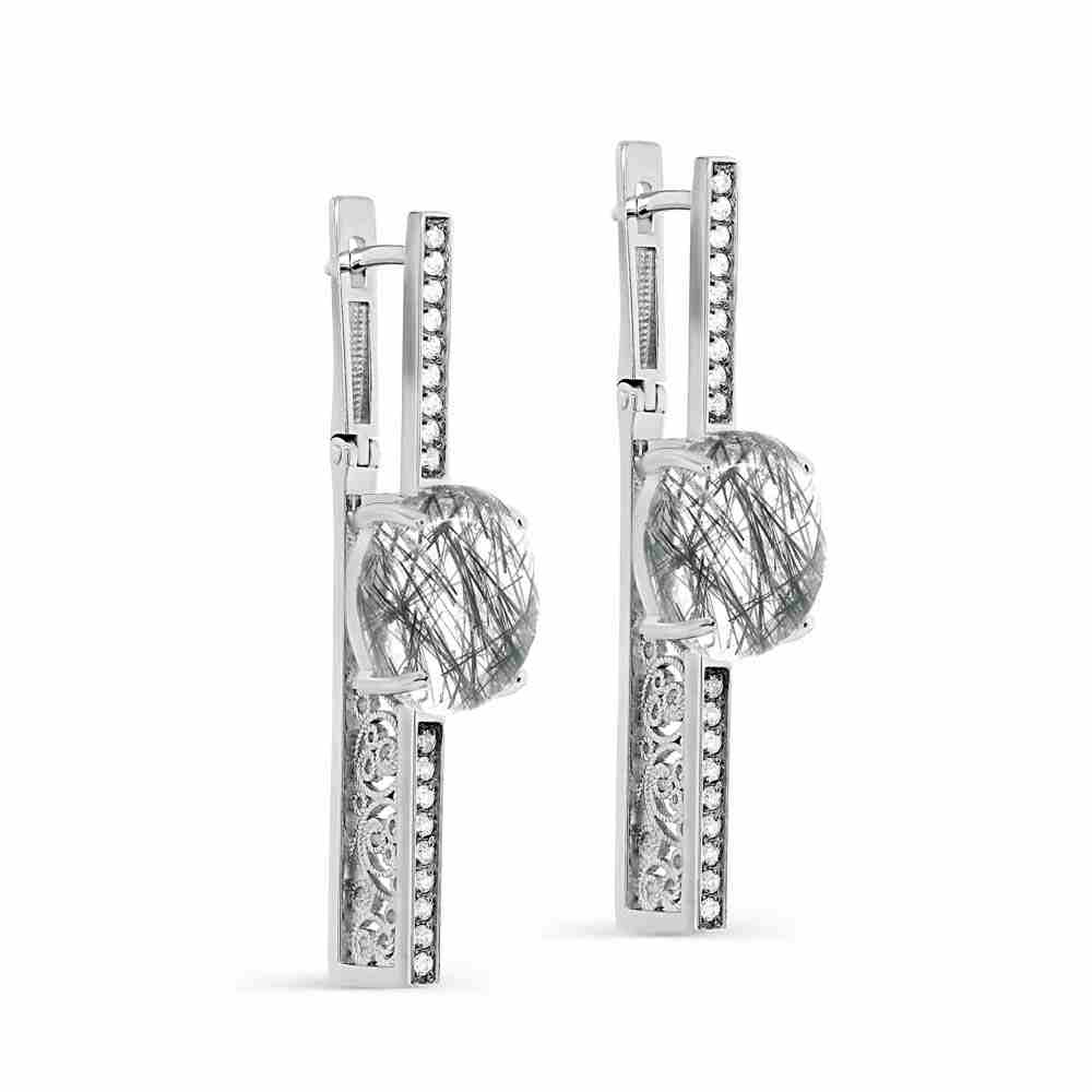 Серьги | Серебро 925 пробы | Фианит, Кварц по цене 28600.00 руб.