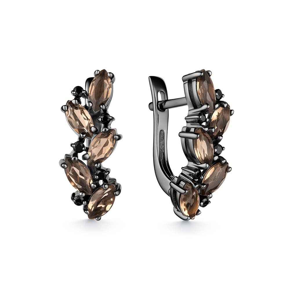 Серьги | Серебро 925 пробы | Раухтопаз, Шпинель по цене 9700.80 руб.