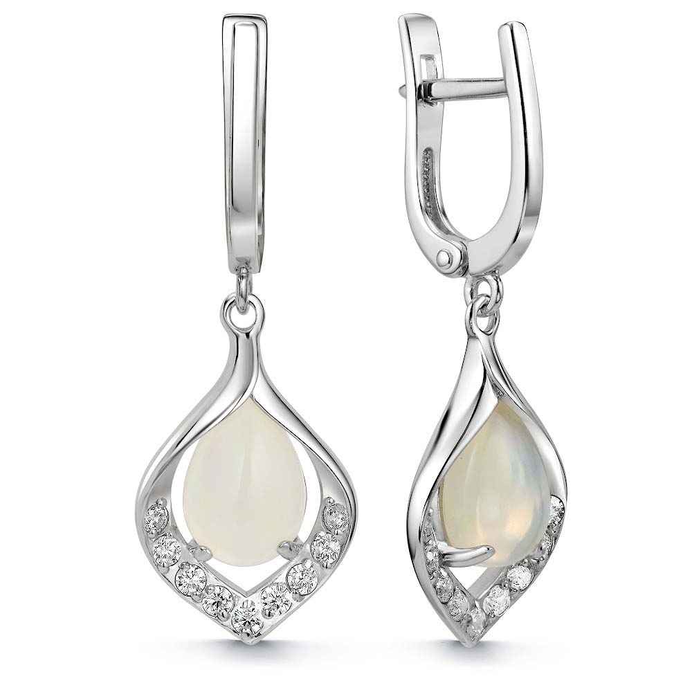Серьги | Серебро 925 пробы | Фианит, Опал по цене 33229.00 руб.