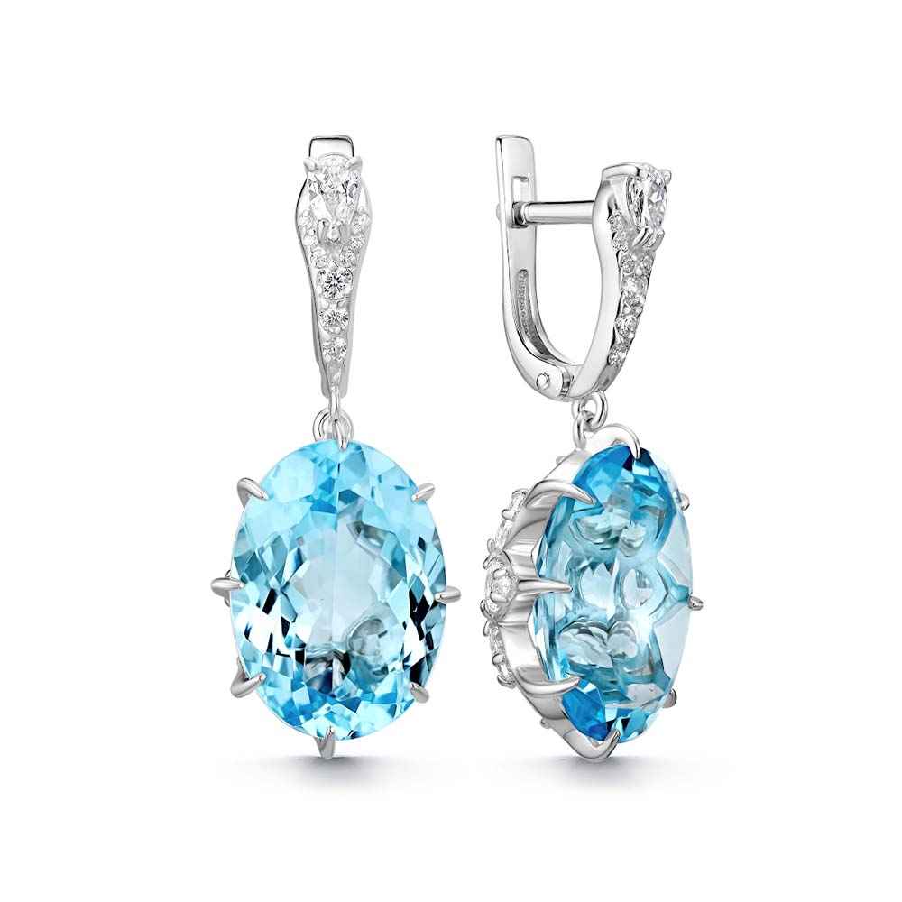 Серьги | Серебро 925 пробы | Фианит, Топаз 