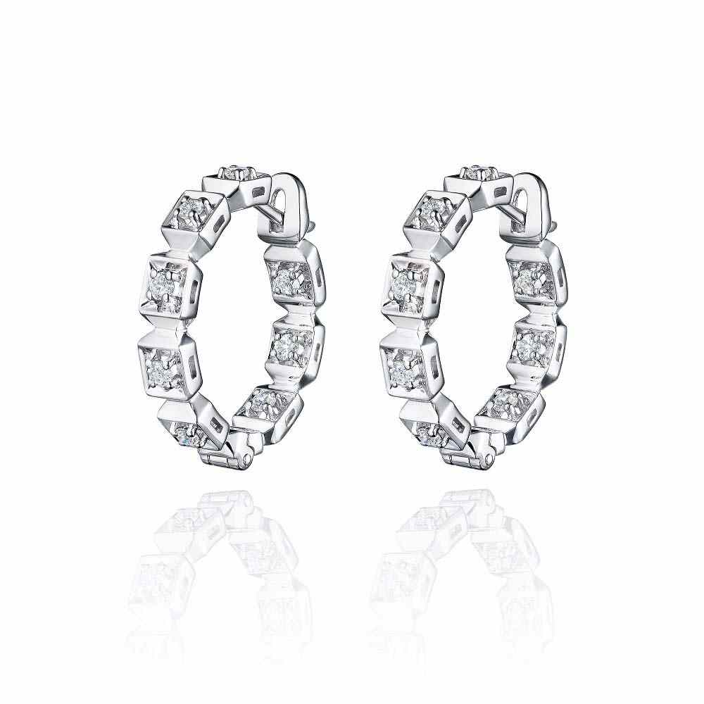 Серьги-конго | Белое золото 585 пробы | Бриллиантпо цене 452900.00 руб.