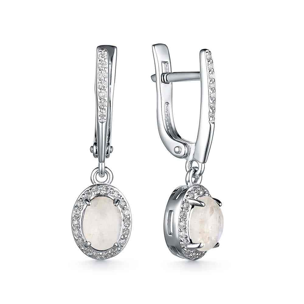 Серьги | Серебро 925 пробы | Фианит, Лунный камень по цене 10527.00 руб.