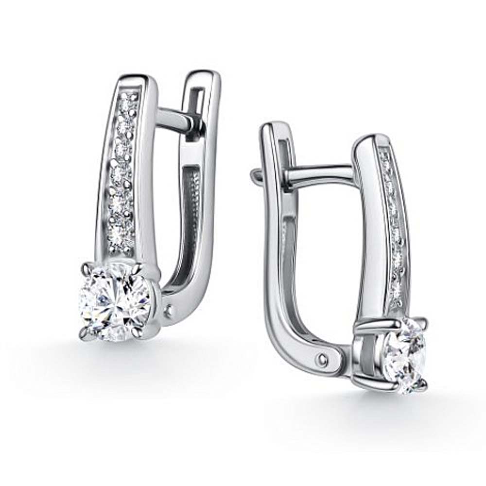 Серьги | Серебро 925 пробы | Фианит, Муассанит по цене 13400.00 руб.