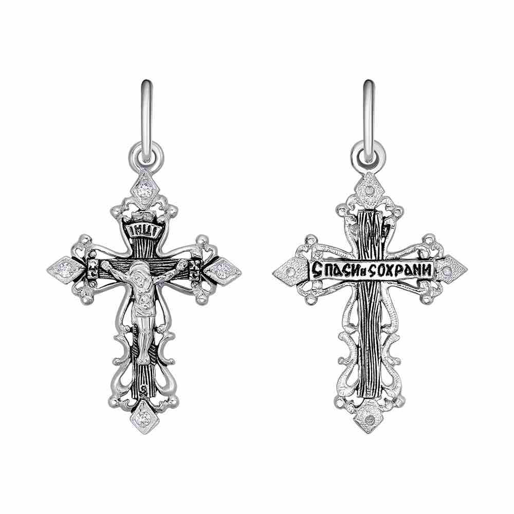 Православный крестик | Серебро 925 пробы | Фианит по цене 3726.00 руб. 