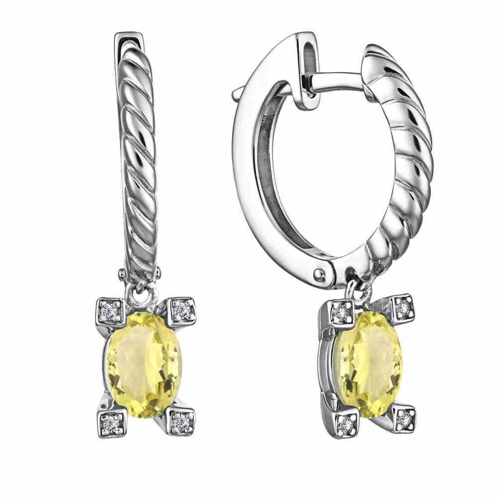 Серьги | Серебро 925 пробы | Фианит, Кварц по цене 9000.00 руб.
