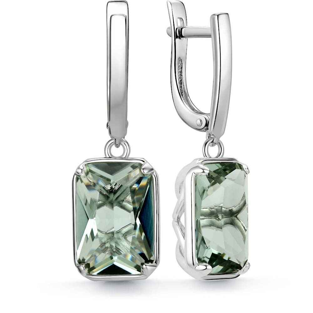 Серьги | Серебро 925 пробы | Празиолит по цене 22994.40 руб.