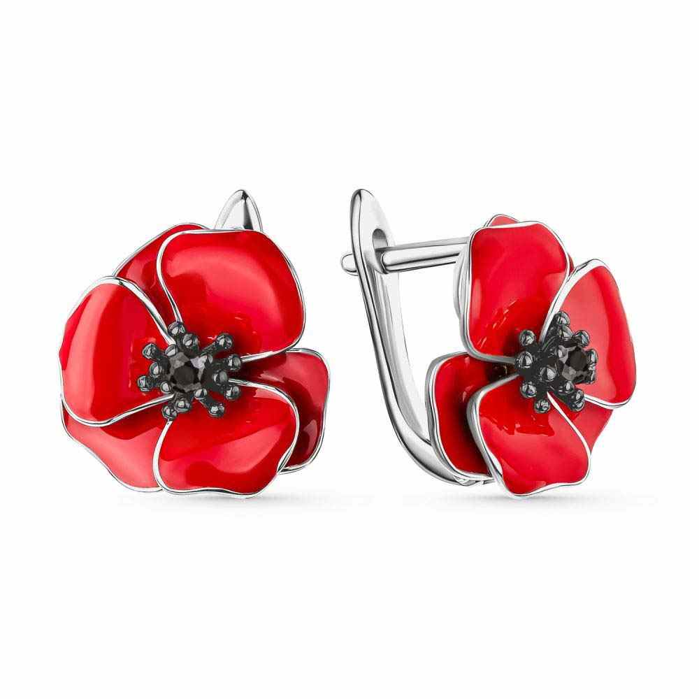 Серьги | Серебро 925 пробы | Фианит, Эмаль по цене 12638.70 руб.