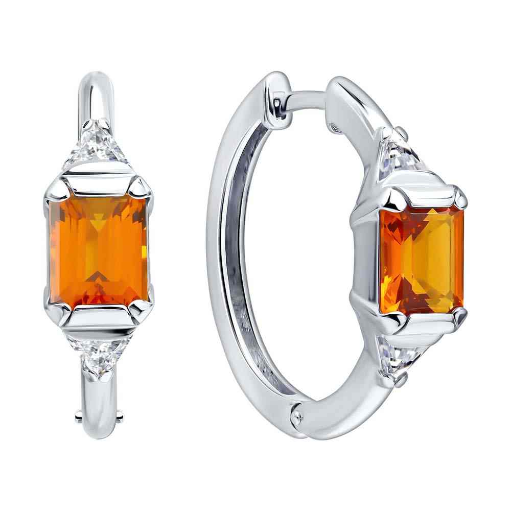 Серьги-конго | Серебро 925 пробы | Фианит по цене 13872.00 руб.