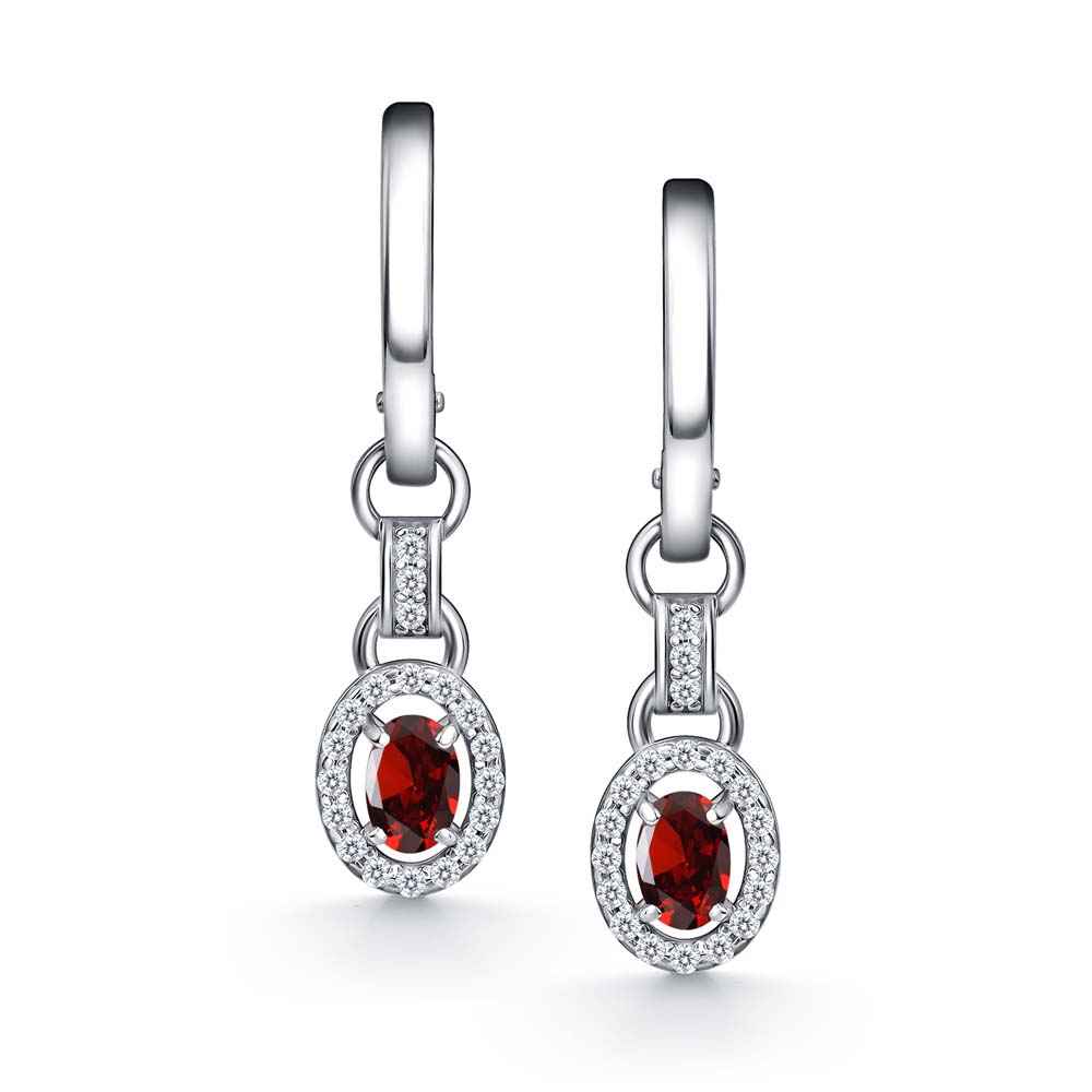 Серьги | Серебро 925 пробы | Фианит, Гранат по цене 9660.00 руб.