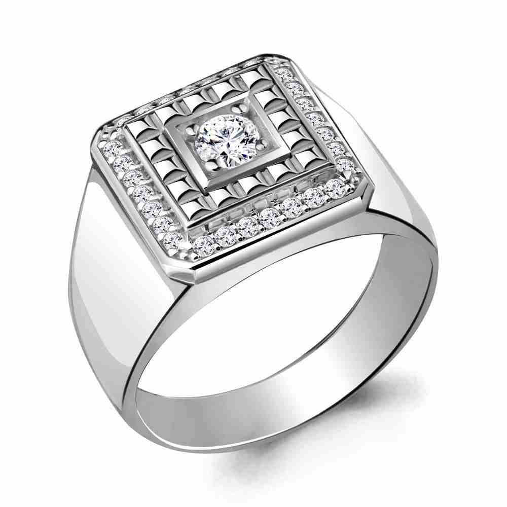 Кольцо-печатка | Серебро 925 пробы | Фианит вес 6.97 по цене 12964.20 руб. 
