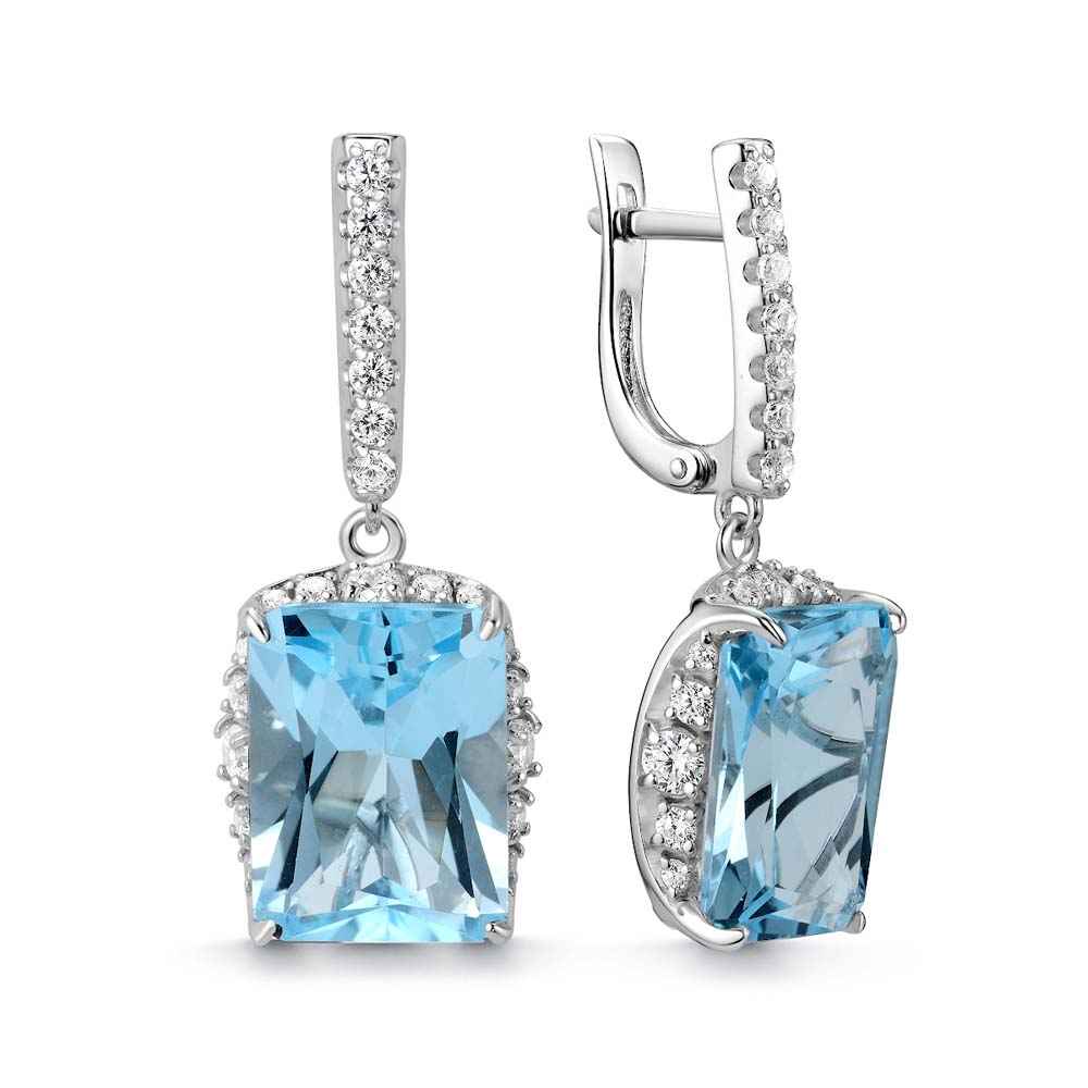 Серьги | Серебро 925 пробы | Фианит, Топаз 