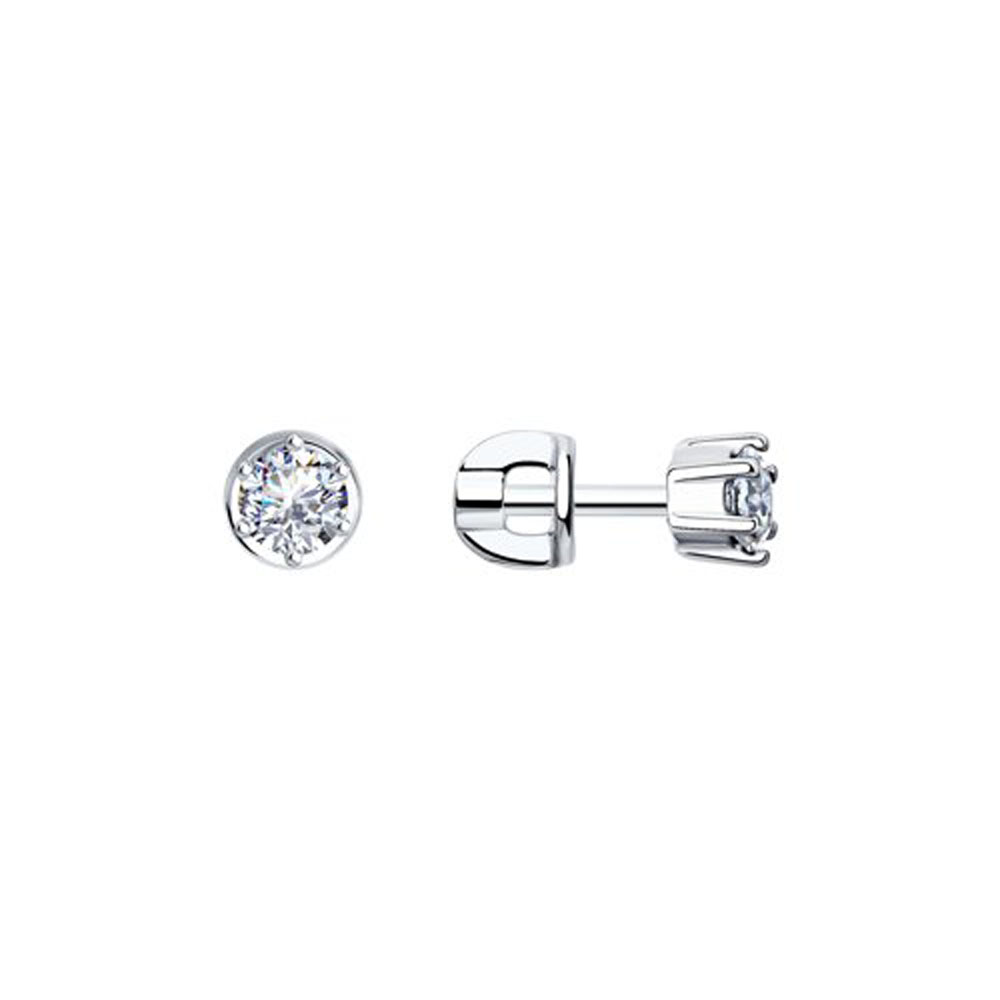 Серьги-пусеты | Серебро 925 пробы | Фианит по цене 3228.90 руб.